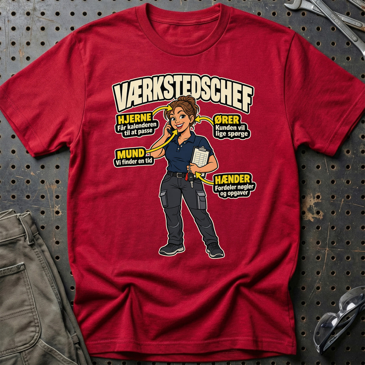 Værkstedschef – Anatomi T-Shirt – Rød
