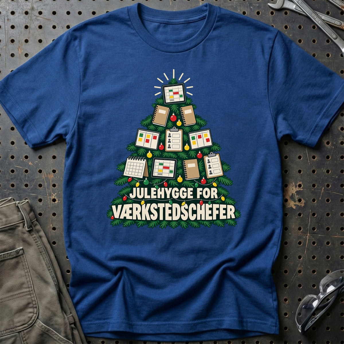 
Værkstedschef – Julehygge – Unisex T-Shirt – Blå Royal