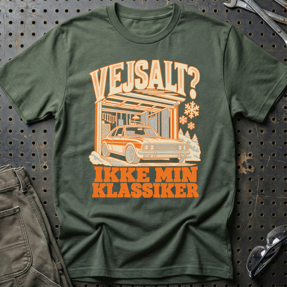 
Vejsalt – Ikke min klassiker – Unisex T-Shirt – Grøn Militær