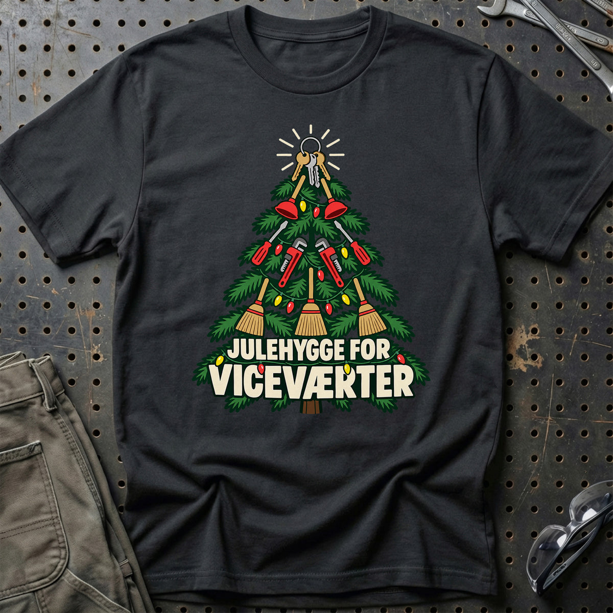 
Vicevært – Julehygge – Unisex T-Shirt – Sort