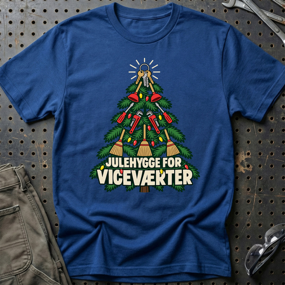 
Vicevært – Julehygge – Unisex T-Shirt – Blå Royal