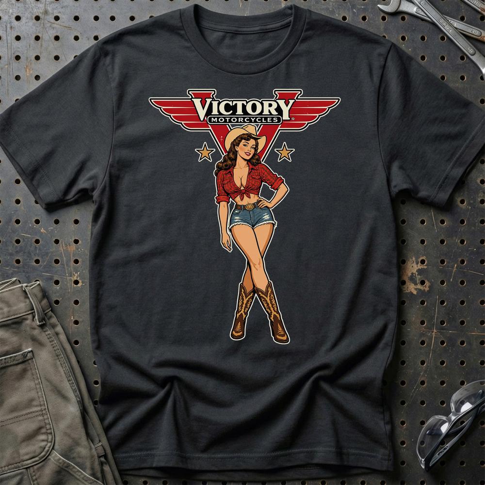 Victory Cowboy Pinup T-Shirt – Sort