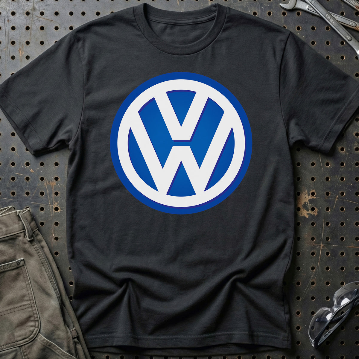 Volkswagen VW Blåt Logo T-Shirt – Sort