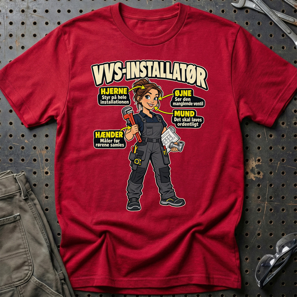 VVS-installatør – Anatomi T-Shirt – Rød