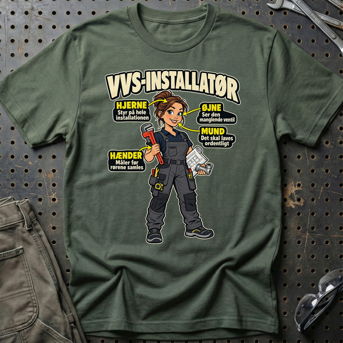 VVS-installatør – Anatomi T-Shirt – Grøn Militær