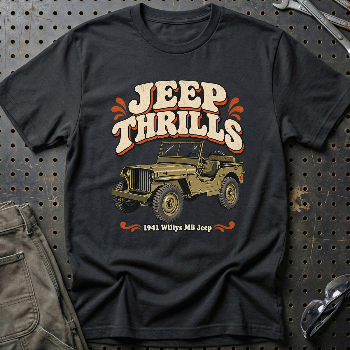 
Willys MB Jeep 1941 – Jeep Thrills T-Shirt – Sort