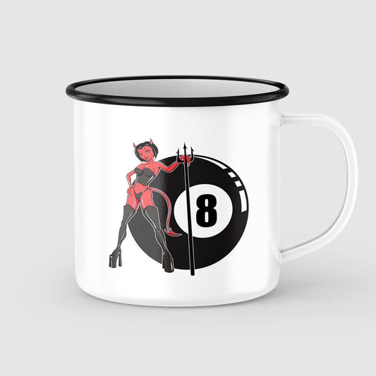 8 Ball Diabless Pin-Up Vintage Emaljekrus-Krus-Vintage Garage-Garage Culture Shop- garage - man cave - merchandise