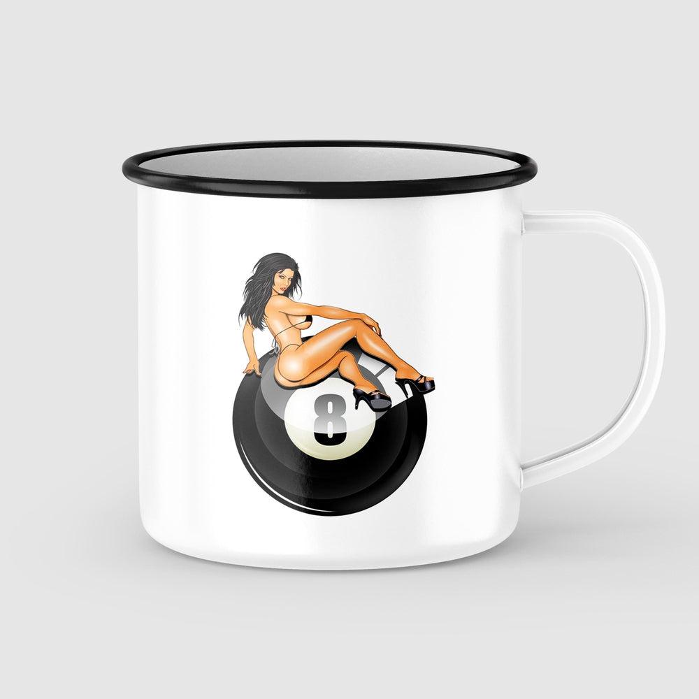 8 Ball Pin-Up Vintage Emaljekrus-Krus-Vintage Garage-Garage Culture Shop- garage - man cave - merchandise