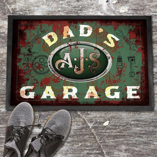 Ajs Dads Garage Vintage Dørmåtte-Dørmåtte-AJS-Garage Culture Shop- garage - man cave - merchandise