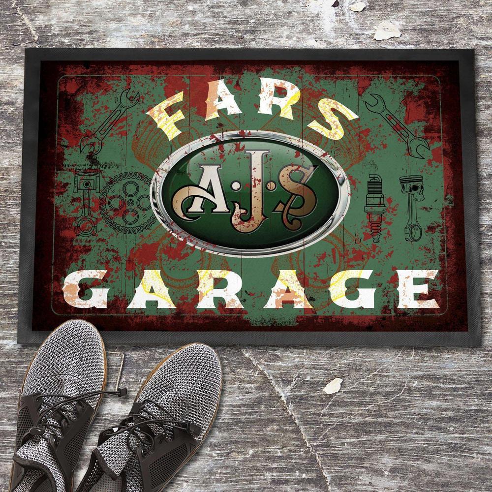 Ajs Fars Garage Vintage Dørmåtte-Dørmåtte-AJS-Garage Culture Shop- garage - man cave - merchandise