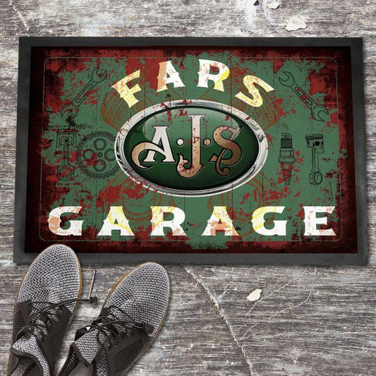 Ajs Fars Garage Vintage Dørmåtte-Dørmåtte-AJS-Garage Culture Shop- garage - man cave - merchandise
