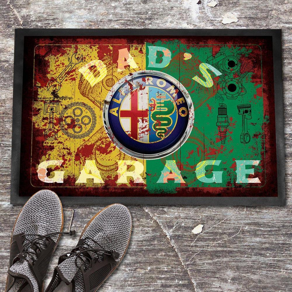 Alfa Romeo Dads Garage Vintage Dørmåtte-Dørmåtte-Alfa Romeo-Garage Culture Shop- garage - man cave - merchandise