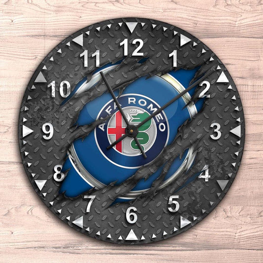 Alfa Romeo Ripped Vintage Vægur Rundt-Clock-Alfa Romeo-Garage Culture Shop- garage - man cave - merchandise