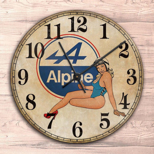 Alpine Pin-Up Vintage Vægur Rundt-Clock-Alpine-Garage Culture Shop- garage - man cave - merchandise