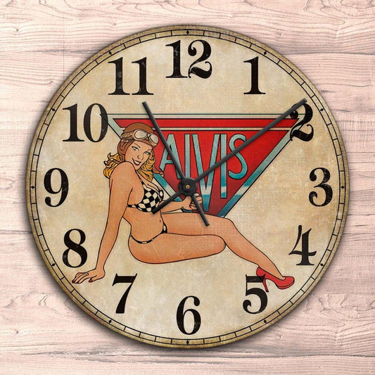 Alvis Pin-Up Vintage Vægur Rundt-Clock-Alvis-Garage Culture Shop- garage - man cave - merchandise