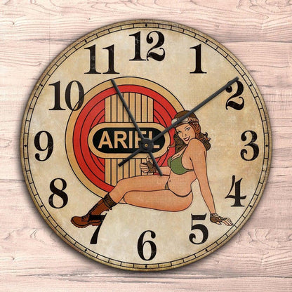 Ariel Pin-Up Vintage Vægur Rundt-Clock-Ariel-Garage Culture Shop- garage - man cave - merchandise