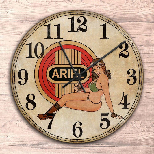 Ariel Pin-Up Vintage Vægur Rundt-Clock-Ariel-Garage Culture Shop- garage - man cave - merchandise