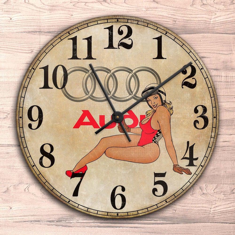 Audi Pin-Up Vintage Vægur Rundt-Clock-Audi-Garage Culture Shop- garage - man cave - merchandise