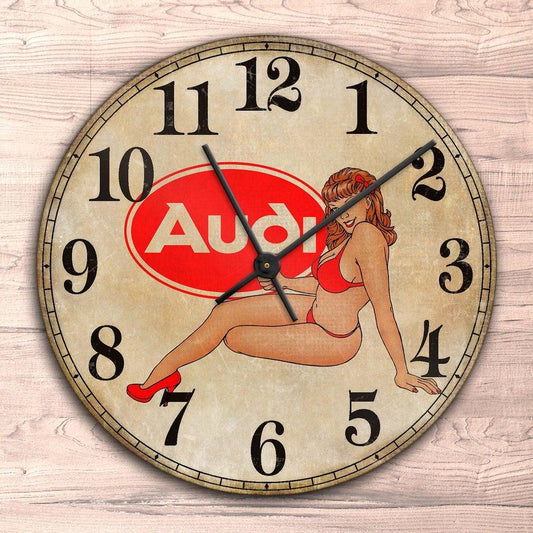 Audi Pin-Up Vintage Vægur Rundt-Clock-Audi-Garage Culture Shop- garage - man cave - merchandise