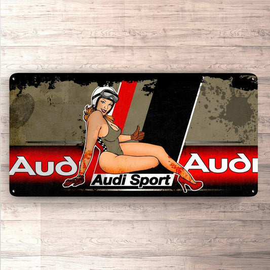 Audi Sport Pin-Up Vintage 30x60cm Skilt-Skilte-Audi-Garage Culture Shop- garage - man cave - merchandise
