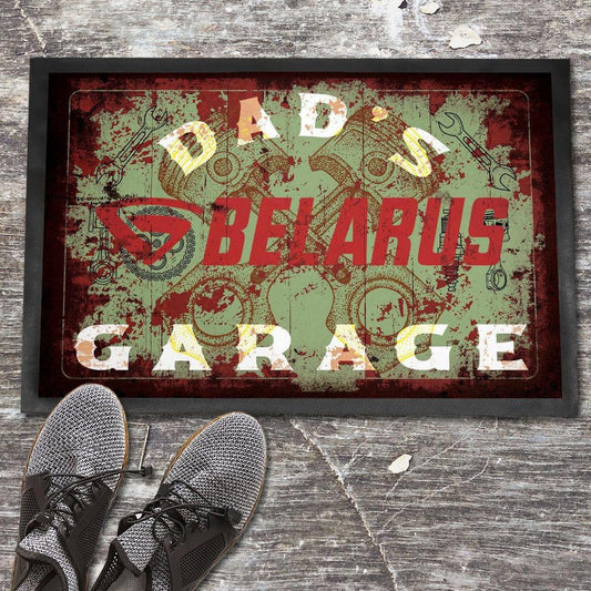 Belarus Dads Garage Vintage Dørmåtte-Dørmåtte-Belarus-Garage Culture Shop- garage - man cave - merchandise