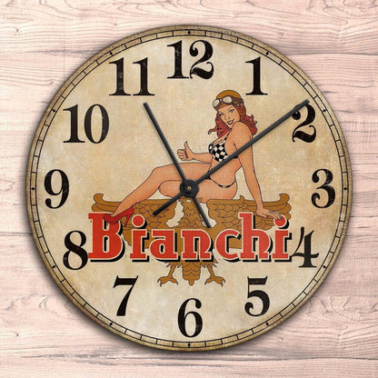 Bianchi Pin-Up Vintage Vægur Rundt-Clock-Bianchi-Garage Culture Shop- garage - man cave - merchandise