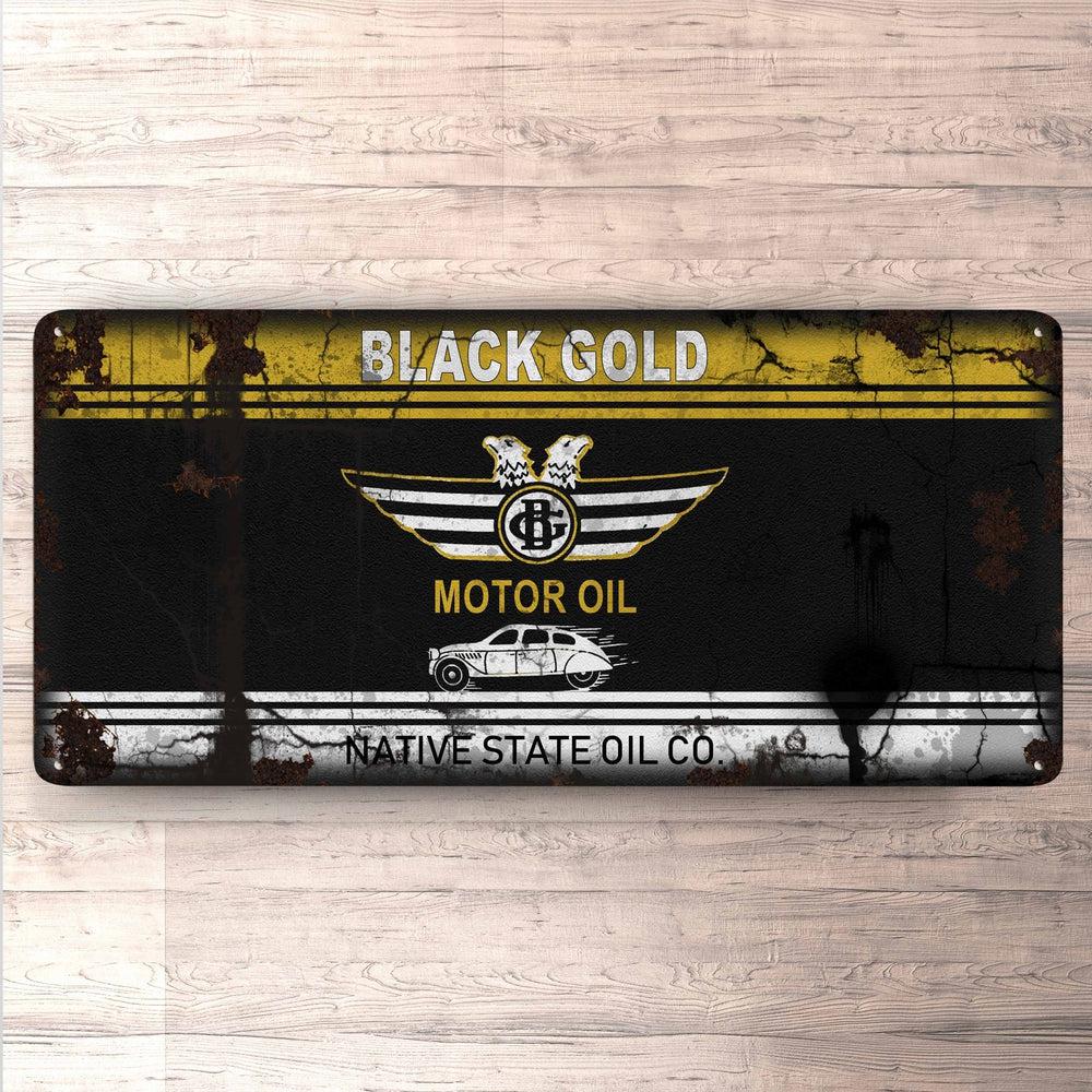 Black Gold Motor Oil Vintage 30x60cm Skilt-Skilte-Motoroil-Garage Culture Shop- garage - man cave - merchandise