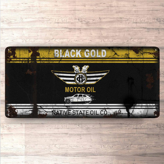 Black Gold Motor Oil Vintage 30x60cm Skilt-Skilte-Motoroil-Garage Culture Shop- garage - man cave - merchandise