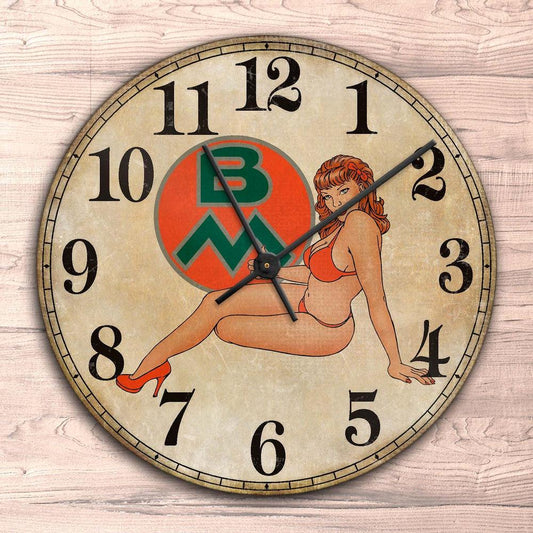 Bolinder Munktell Pin-Up Vintage Vægur Rundt-Clock-Bolinder Munktell-Garage Culture Shop- garage - man cave - merchandise