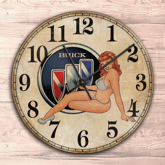 Buick Pin-Up Vintage Vægur Rundt-Clock-Buick-Garage Culture Shop- garage - man cave - merchandise