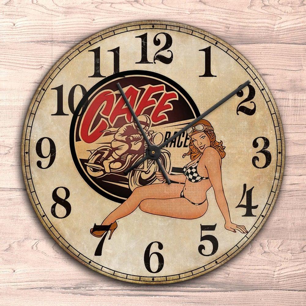 Cafe Racer Pin-Up Vintage Vægur Rundt-Clock-MC-Garage Culture Shop- garage - man cave - merchandise