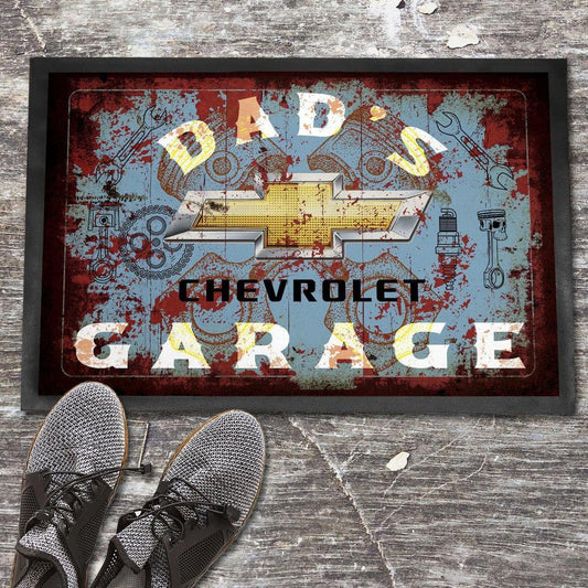 Chevrolet Dads Garage Vintage Dørmåtte-Dørmåtte-Chevrolet-Garage Culture Shop- garage - man cave - merchandise