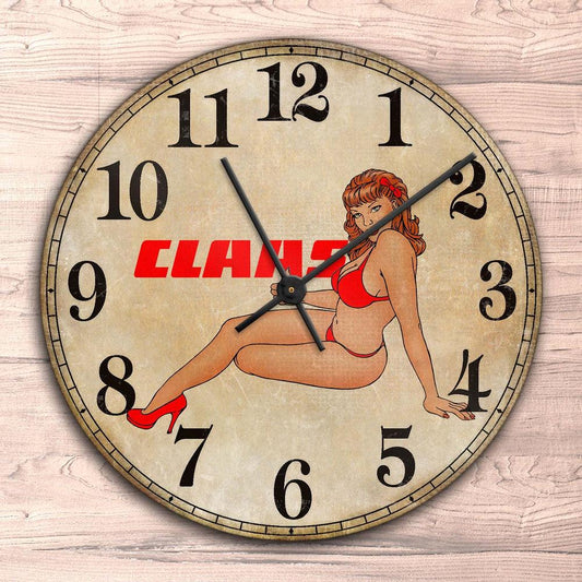 Claas Pin-Up Vintage Vægur Rundt-Clock-Claas-Garage Culture Shop- garage - man cave - merchandise