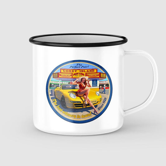 Coney Island Pin-Up Vintage Emaljekrus-Krus-Vintage Garage-Garage Culture Shop- garage - man cave - merchandise