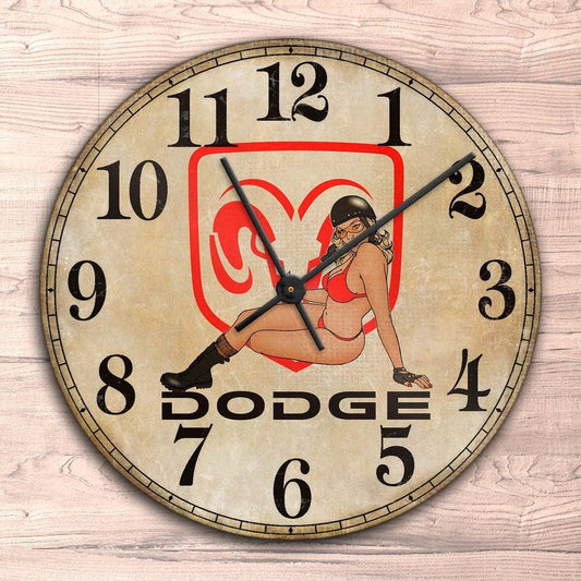 Dodge Pin-Up Vintage Vægur Rundt-Clock-Dodge-Garage Culture Shop- garage - man cave - merchandise