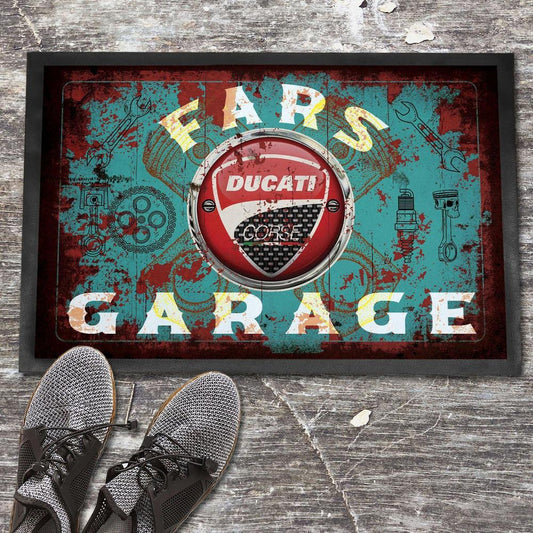Ducati Fars Garage Vintage Dørmåtte-Dørmåtte-Ducati-Garage Culture Shop- garage - man cave - merchandise