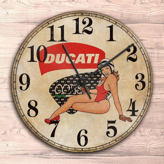 Ducati Pin-Up Vintage Vægur Rundt-Clock-Ducati-Garage Culture Shop- garage - man cave - merchandise