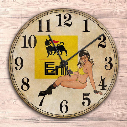 Eni Pin-Up Vintage Vægur Rundt-Clock-Motoroil-Garage Culture Shop- garage - man cave - merchandise
