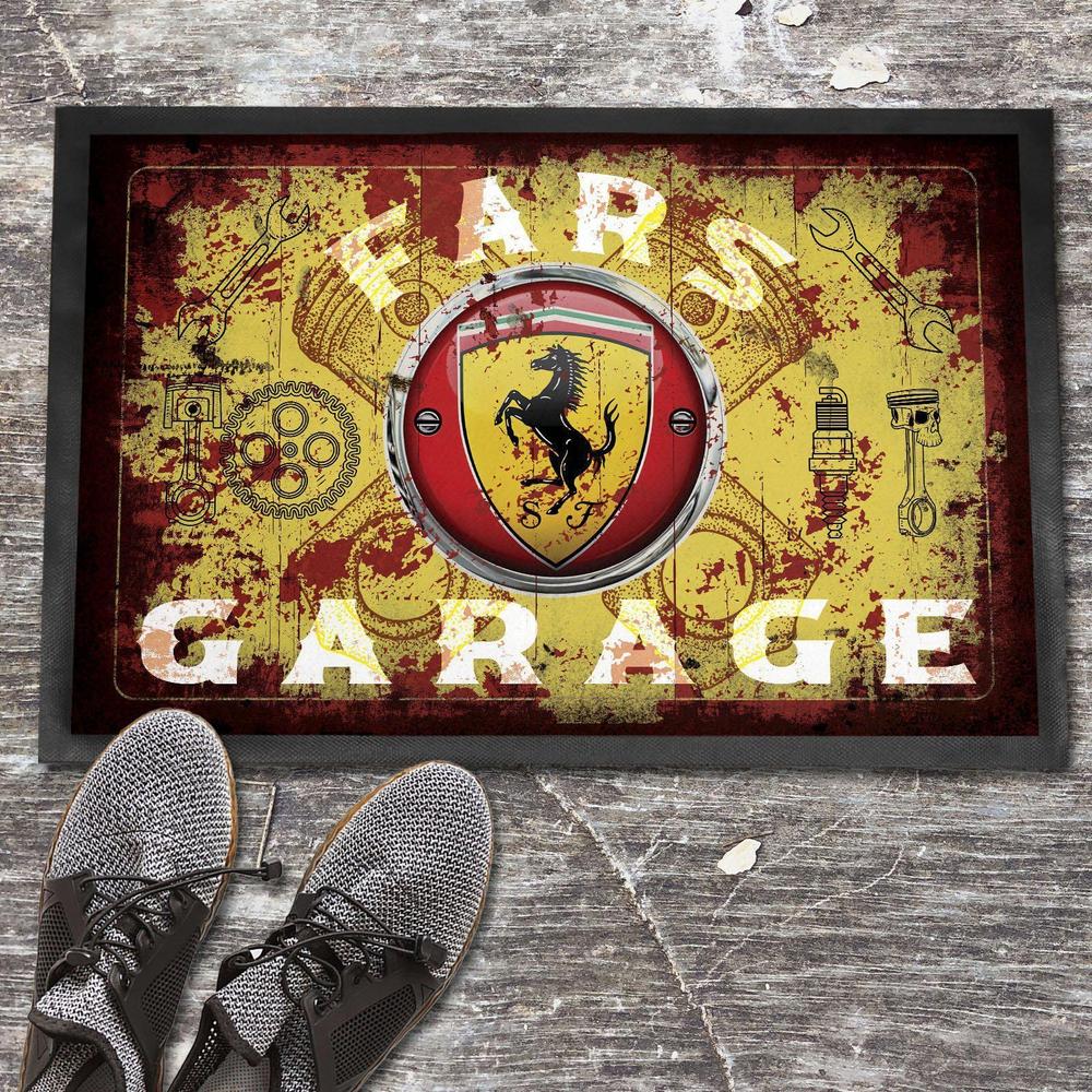 Ferrari Fars Garage Vintage Dørmåtte-Dørmåtte-Ferrari-Garage Culture Shop- garage - man cave - merchandise