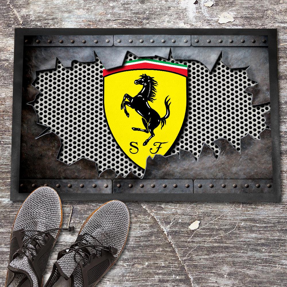 Ferrari Metal Ripped Dørmåtte-Dørmåtte-Ferrari-Garage Culture Shop- garage - man cave - merchandise