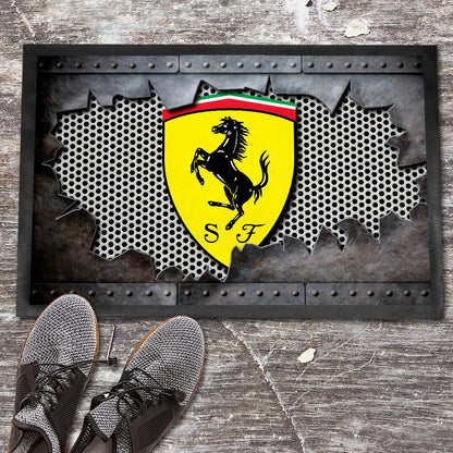 Ferrari Metal Ripped Dørmåtte-Dørmåtte-Ferrari-Garage Culture Shop- garage - man cave - merchandise