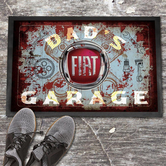 Fiat Dads Garage Vintage Dørmåtte-Dørmåtte-Fiat-Garage Culture Shop- garage - man cave - merchandise