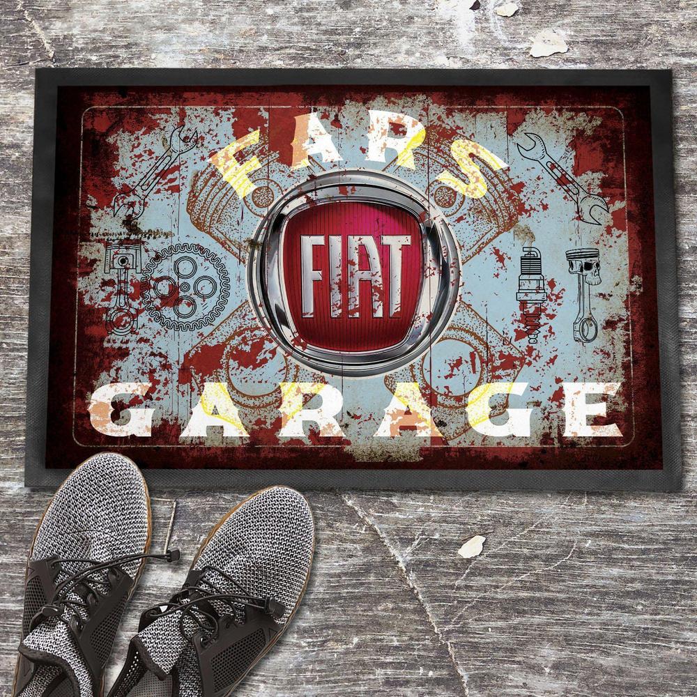 Fiat Fars Garage Vintage Dørmåtte-Dørmåtte-Fiat-Garage Culture Shop- garage - man cave - merchandise