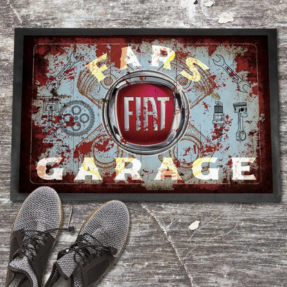 Fiat Fars Garage Vintage Dørmåtte-Dørmåtte-Fiat-Garage Culture Shop- garage - man cave - merchandise