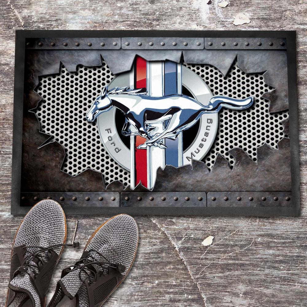 Ford Mustang Metal Ripped Dørmåtte-Dørmåtte-Ford-Garage Culture Shop- garage - man cave - merchandise
