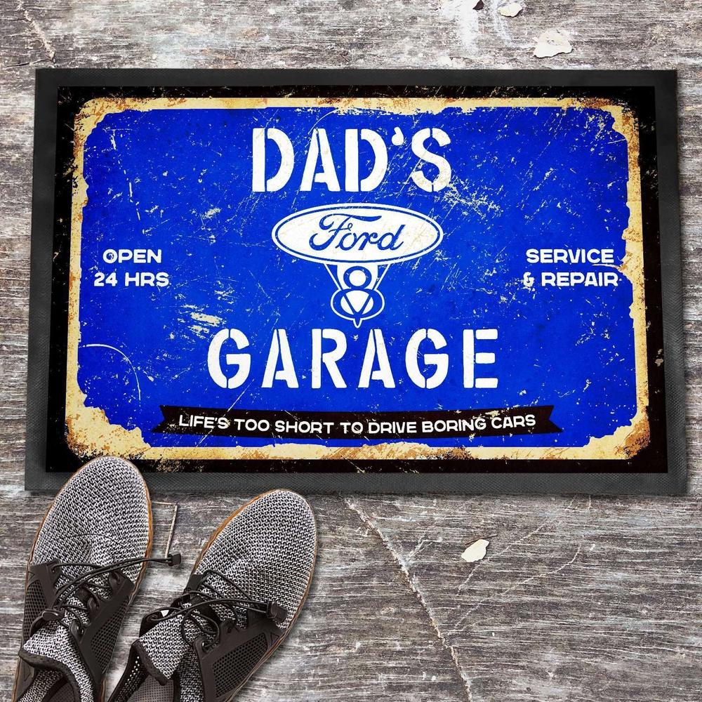 Ford V8 Dads Garage Dørmåtte-Dørmåtte-Ford-Garage Culture Shop- garage - man cave - merchandise
