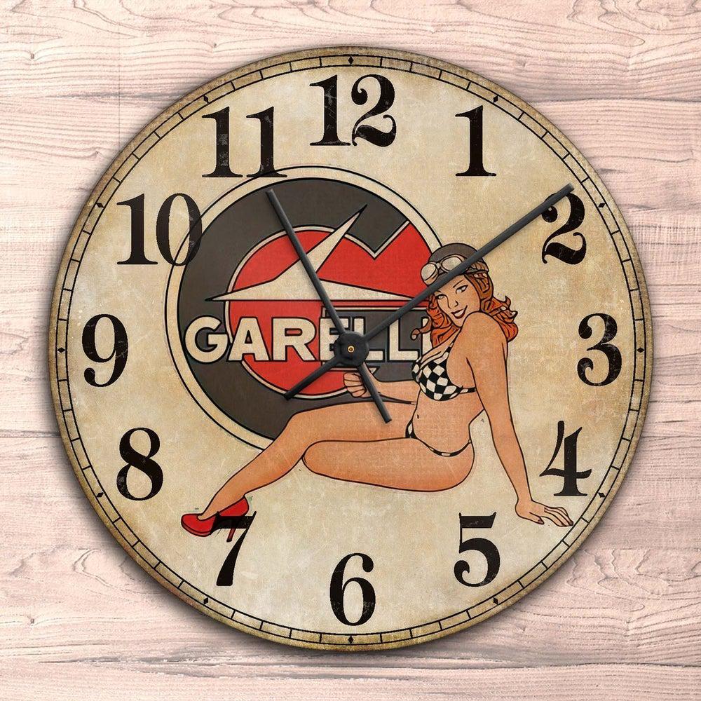 Garelli Pin-Up Vintage Vægur Rundt-Clock-Garelli-Garage Culture Shop- garage - man cave - merchandise