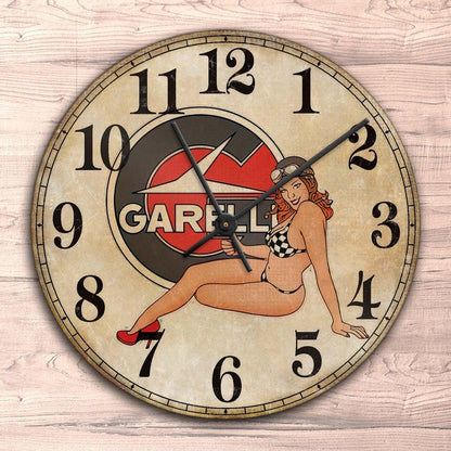 Garelli Pin-Up Vintage Vægur Rundt-Clock-Garelli-Garage Culture Shop- garage - man cave - merchandise