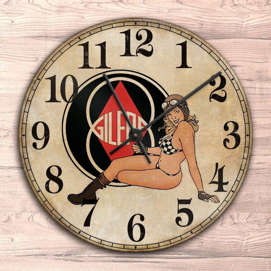 Gilera Pin-Up Vintage Vægur Rundt-Clock-Gilera-Garage Culture Shop- garage - man cave - merchandise