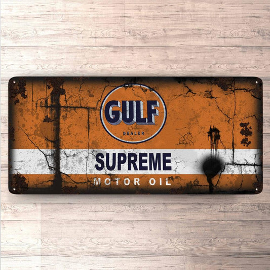 Gulf Supreme Motor Oil Vintage 30x60cm Skilt-Skilte-Motoroil-Garage Culture Shop- garage - man cave - merchandise